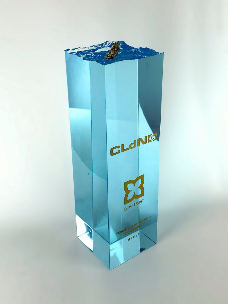 Gold Ship on Blue Waves Creative Awards London Limited