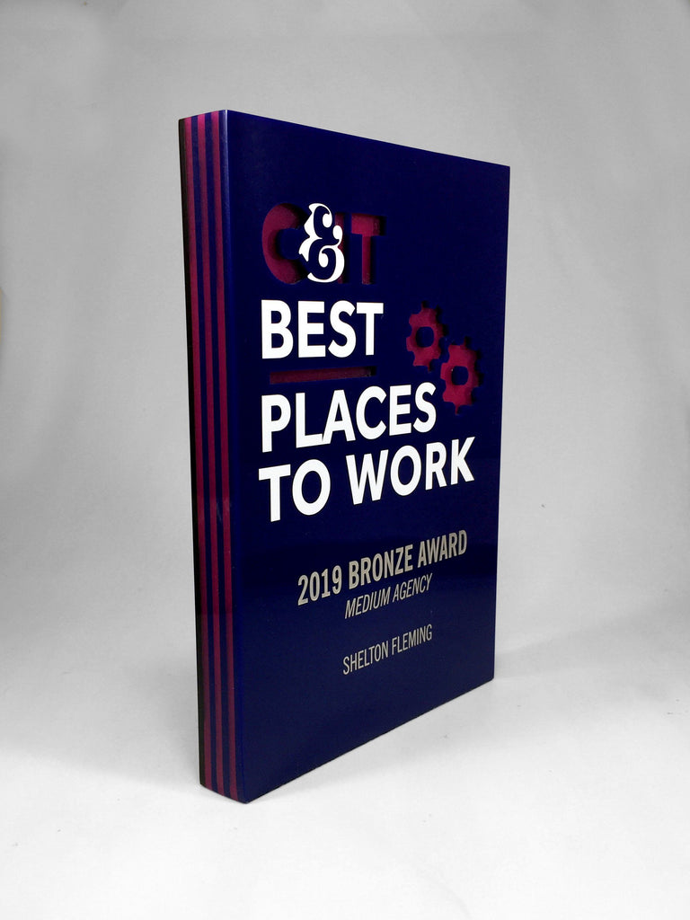 Blue and Purple Laminated Acrylic Award