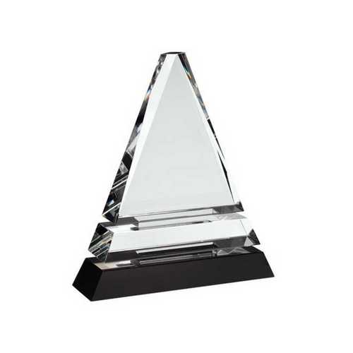 Clear Glass Pyramid on Black Base - 190mm