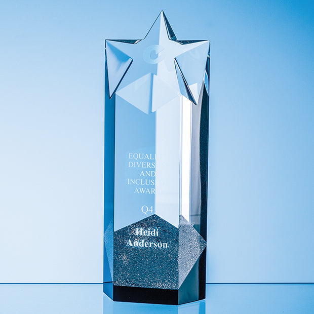 24cm Sparkling Silver Optical Crystal Star Column Award