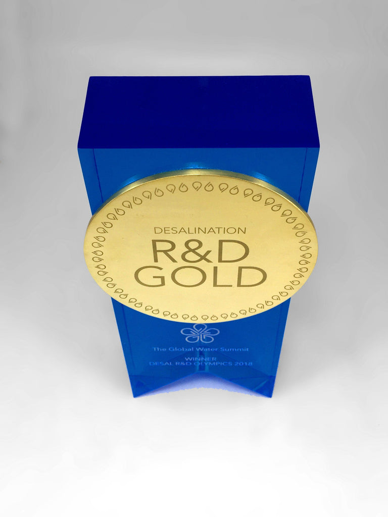 Gold and Blue Acrylic Water Award