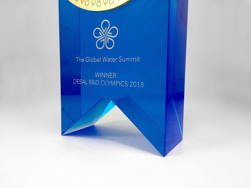 Gold and Blue Acrylic Water Award