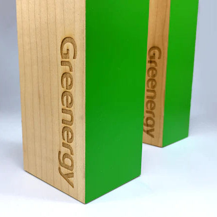 Tower award - heavyweight, sustainably sourced (FSC-approved), maple timber. Brand logo + colours applied to two faces