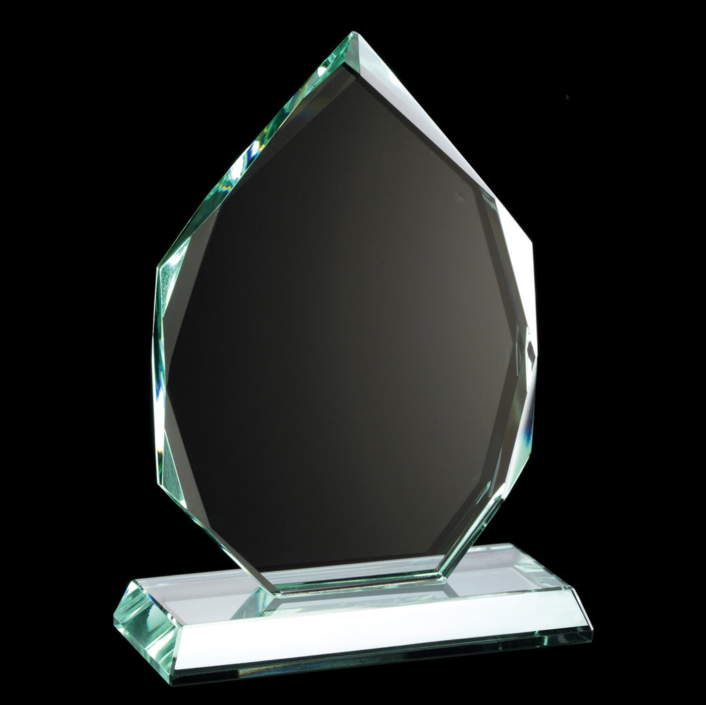Jade Glass Diamond Plaque on Base - 215mm