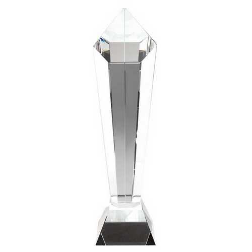 Clear Glass Pentagon Column On Base - 425mm