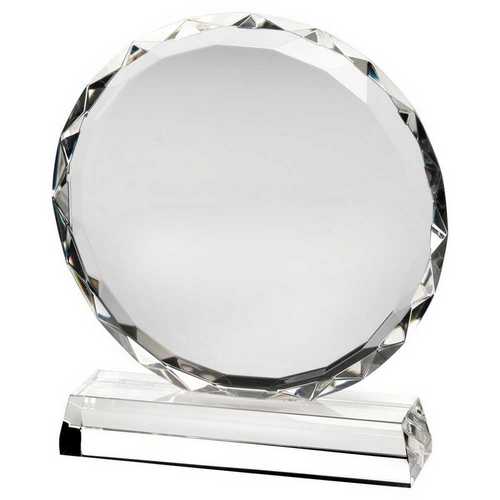 Clear Glass Circle With Faceted Edge On Base - 200mm