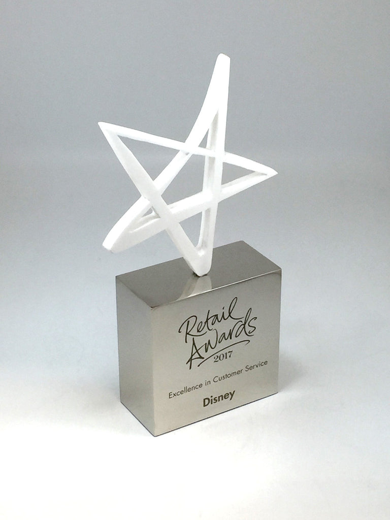 White Acrylic Star on Aluminium Base Award