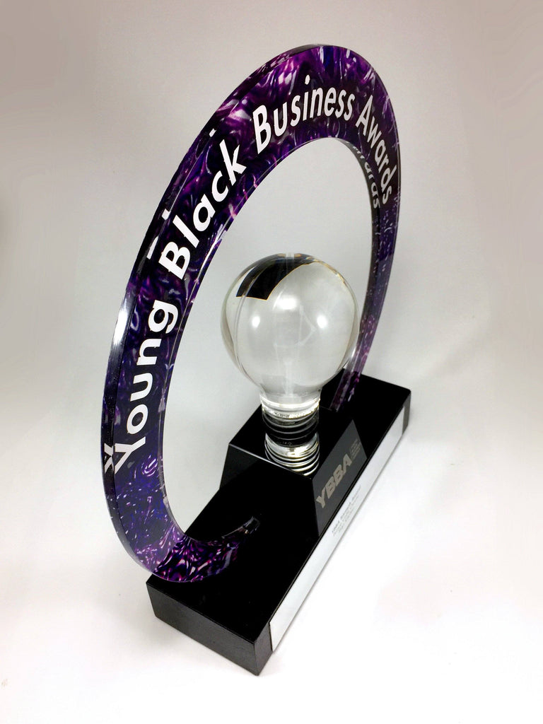 Purple Acrylic Ring with Light Bulb Award