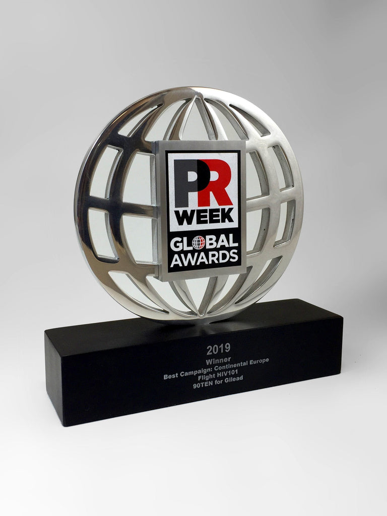 Silver Globe with Printed Logo Award