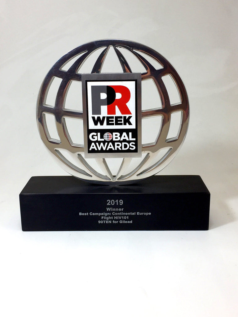 Silver Globe with Printed Logo Award