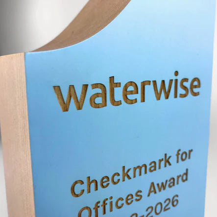 Curve award - heavyweight, sustainably sourced (FSC-approved), maple timber. Wave shaped top. Colour on front face.