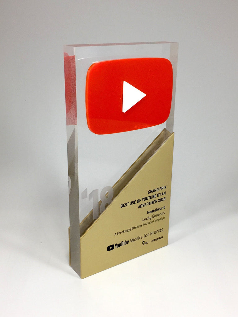 Youtube Laminated Red and Gold Acrylic Award