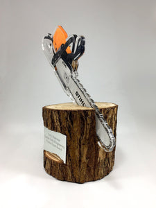Acrylic Chainsaw and Log Award