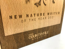 Load image into Gallery viewer, BBC Countryfile New Nature Writer of the Year Wooden Book Award Creative Awards London Limited
