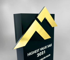 Black Acrylic Block with Gold Chevrons Award Creative Awards London Limited