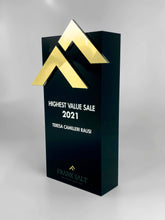 Load image into Gallery viewer, Black Acrylic Block with Gold Chevrons Award Creative Awards London Limited
