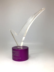 Glitter Acrylic Tick on Metal Base Award