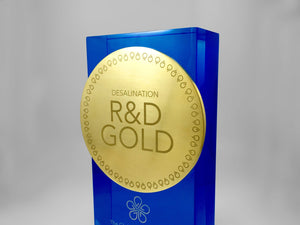 Gold and Blue Acrylic Water Award