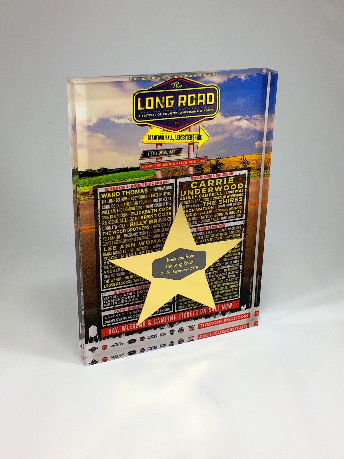 The Long Road Festival Acrylic Block with Star