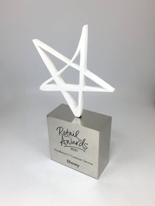 White Acrylic Star on Aluminium Base Award