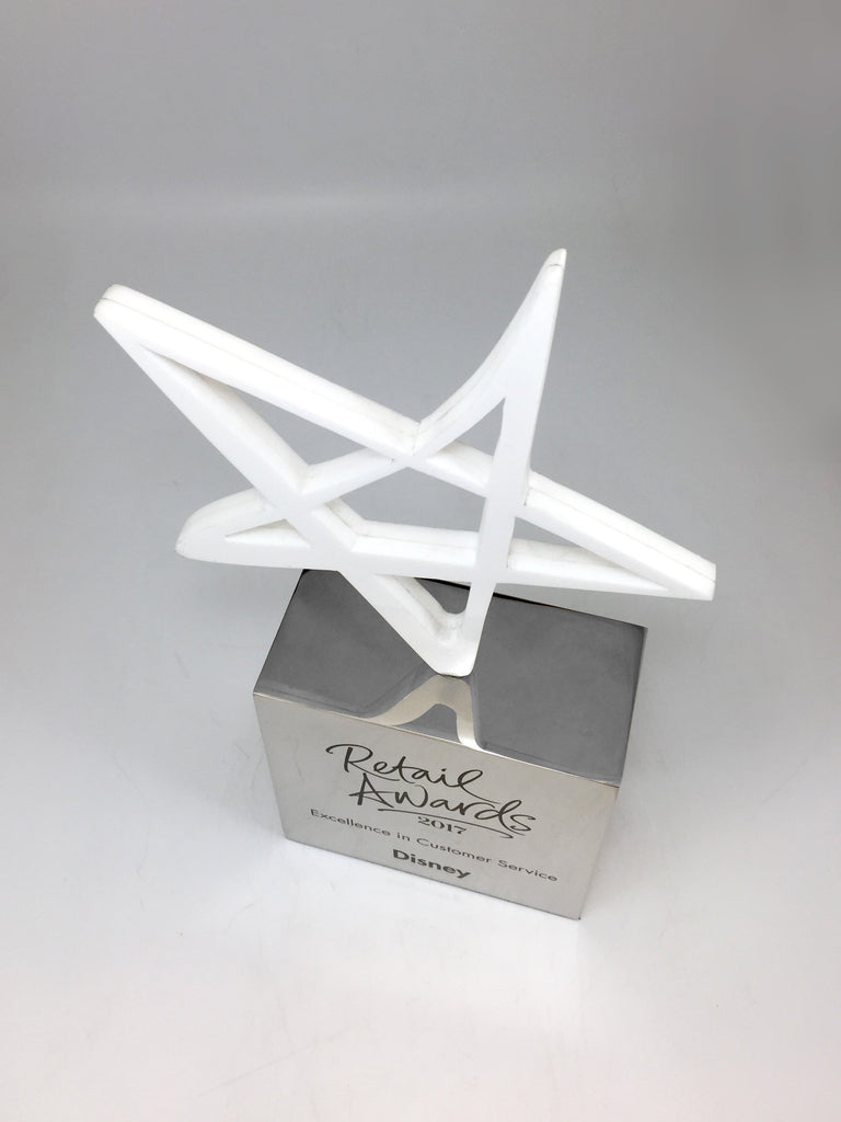 White Acrylic Star on Aluminium Base Award