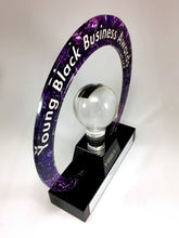 Load image into Gallery viewer, Purple Acrylic Ring with Light Bulb Award
