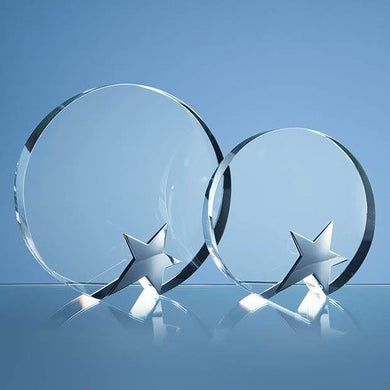 Optical Crystal Circle Award with Silver Star - 15cm Creative Awards London Limited