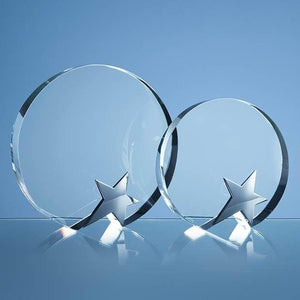 Optical Crystal Circle Award with Silver Star - 15cm Creative Awards London Limited