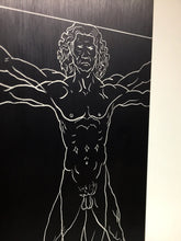Load image into Gallery viewer, Vitruvian Man on Black Aluminium Block
