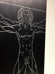 Vitruvian Man on Black Aluminium Block