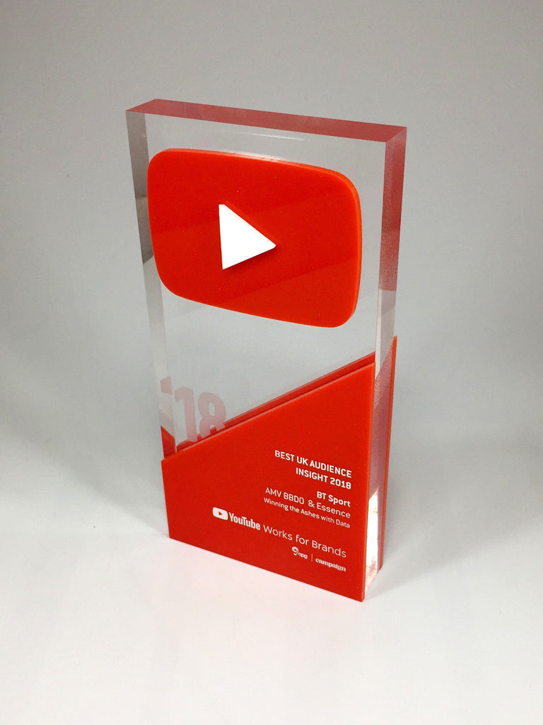Youtube Laminated Red and Gold Acrylic Award